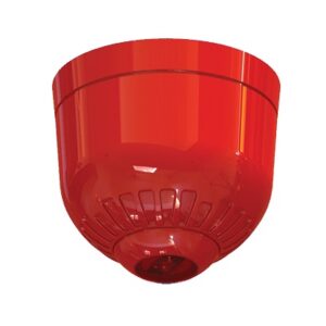 Piloto convencional estroboscópico para interior en techo. 24Vcc. IP21. Rojo con lente roja. Kilsen FAC350